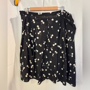 Coldwater Creek Black Skirt with Cream Cherry Design